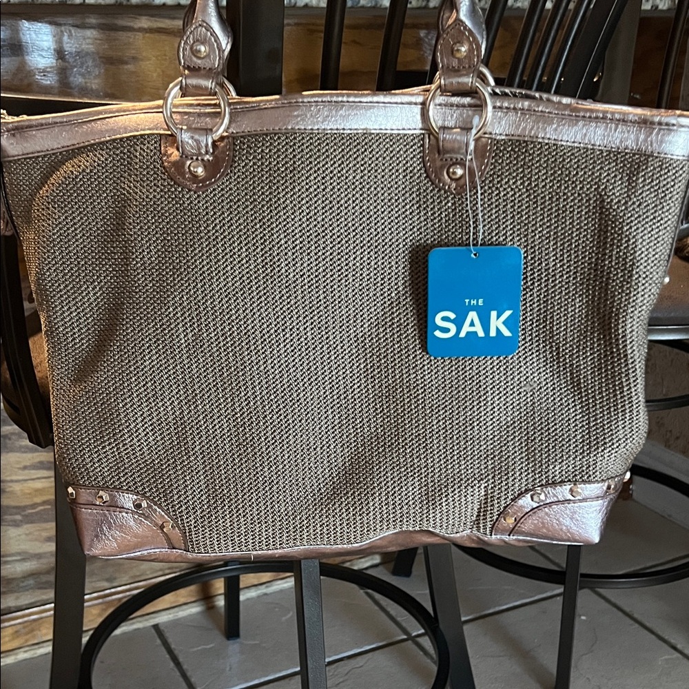The Sak Metallic and Brown Tote Bag